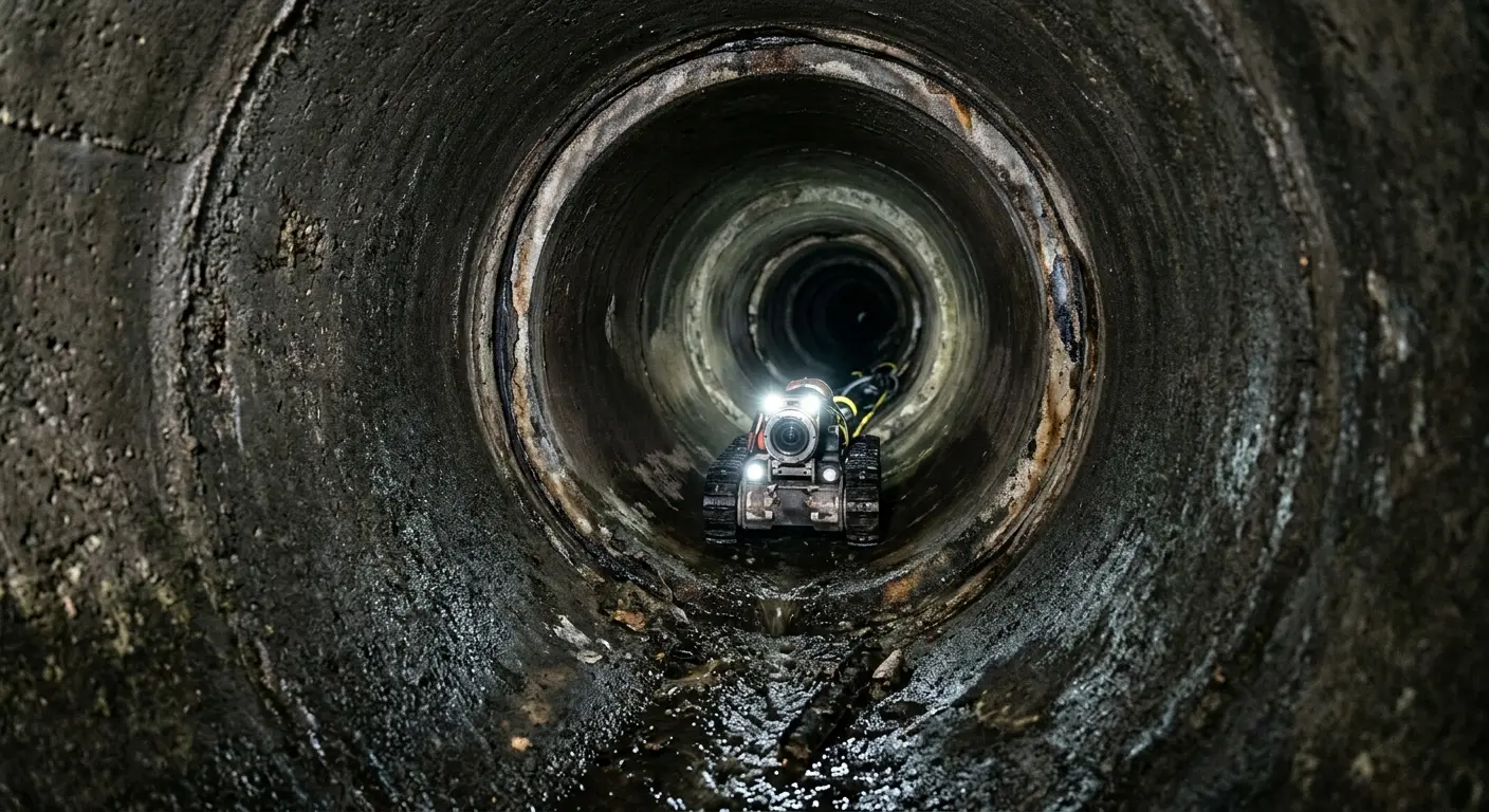 Robotic sewer camera inspecting pipe interior for Drain Snake Service in Clarksburg